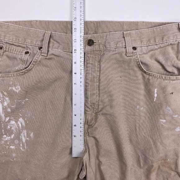 Paint Splattered Carhartt B159 GKH Loose Carpenter Work Pants Mens 38 x 32 Tan - Picture 10 of 13